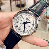  Shop Authentic Citizen Eco Drive Silver Dial Black Leather Strap Watch For Men - AO9000-06B - Luxxuri