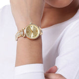  Shop Authentic Michael Kors Sofie Quartz Gold Dial Gold Steel Strap Watch For Women - MK3881 - Luxxuri