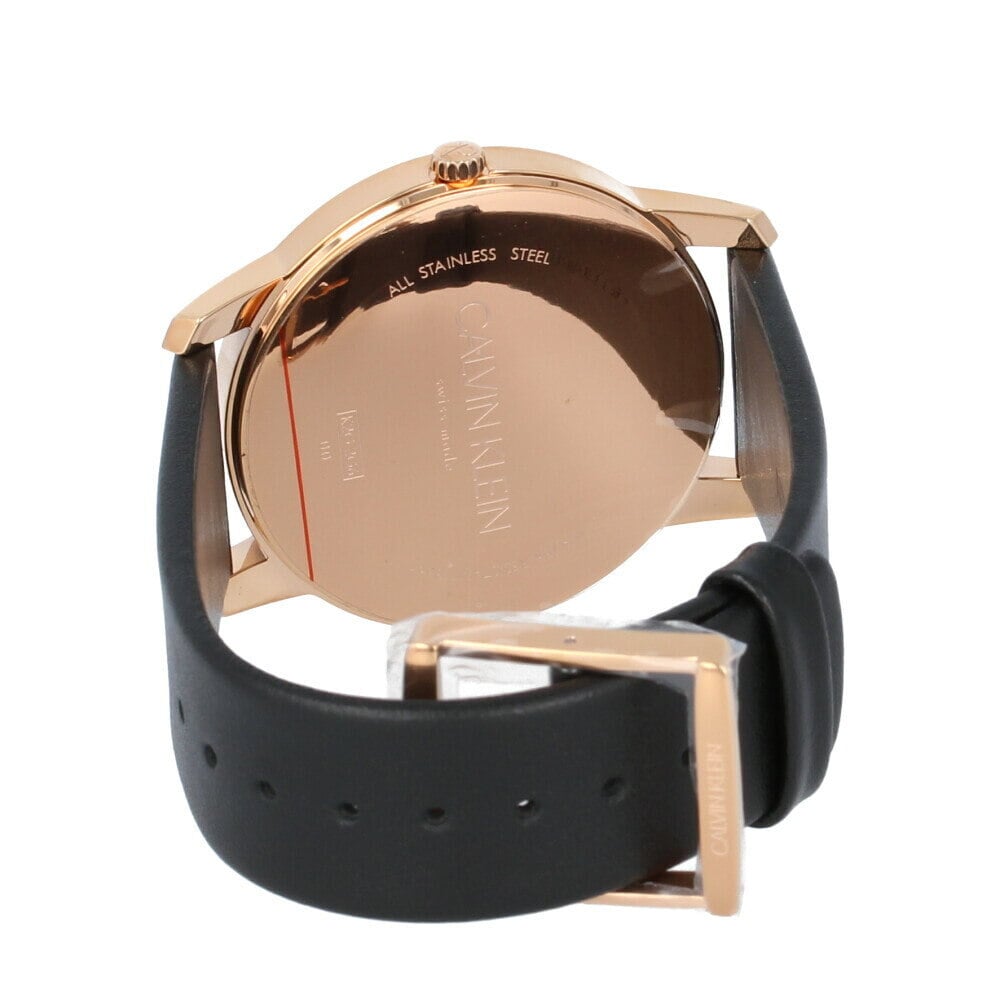  Shop Authentic Calvin Klein City Quartz Black Dial Black Leather Strap Watch for Men - K2G2G6CZ - Luxxuri