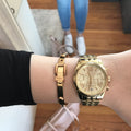  Shop Authentic Michael Kors Lexington Chronograph Gold Dial Gold Steel Strap Watch for Women - MK5556 - Luxxuri