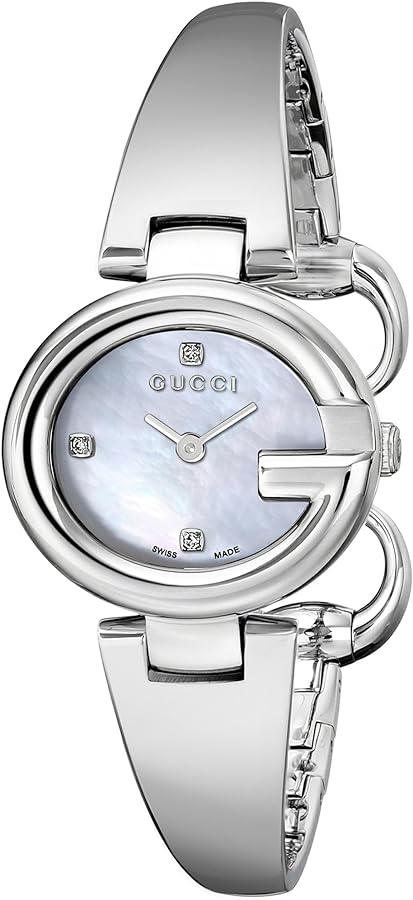  Shop Authentic Gucci Guccissima Diamonds Mother of Pearl Dial Silver Steel Strap Watch For Women - YA134504 - Luxxuri
