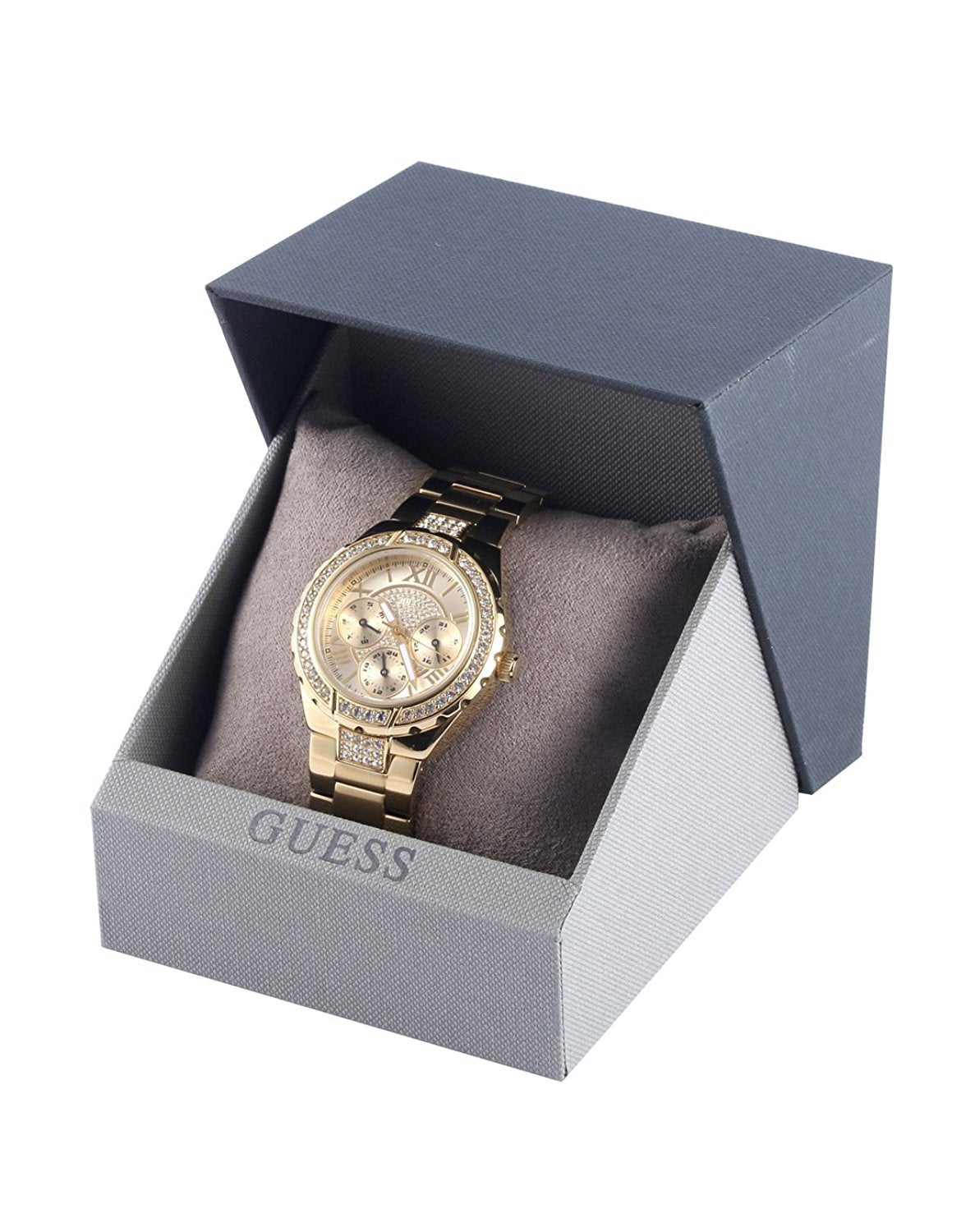  Shop Authentic Guess Viva Diamonds Gold Dial Gold Steel Strap Watch for Women - W0111L2 - Luxxuri