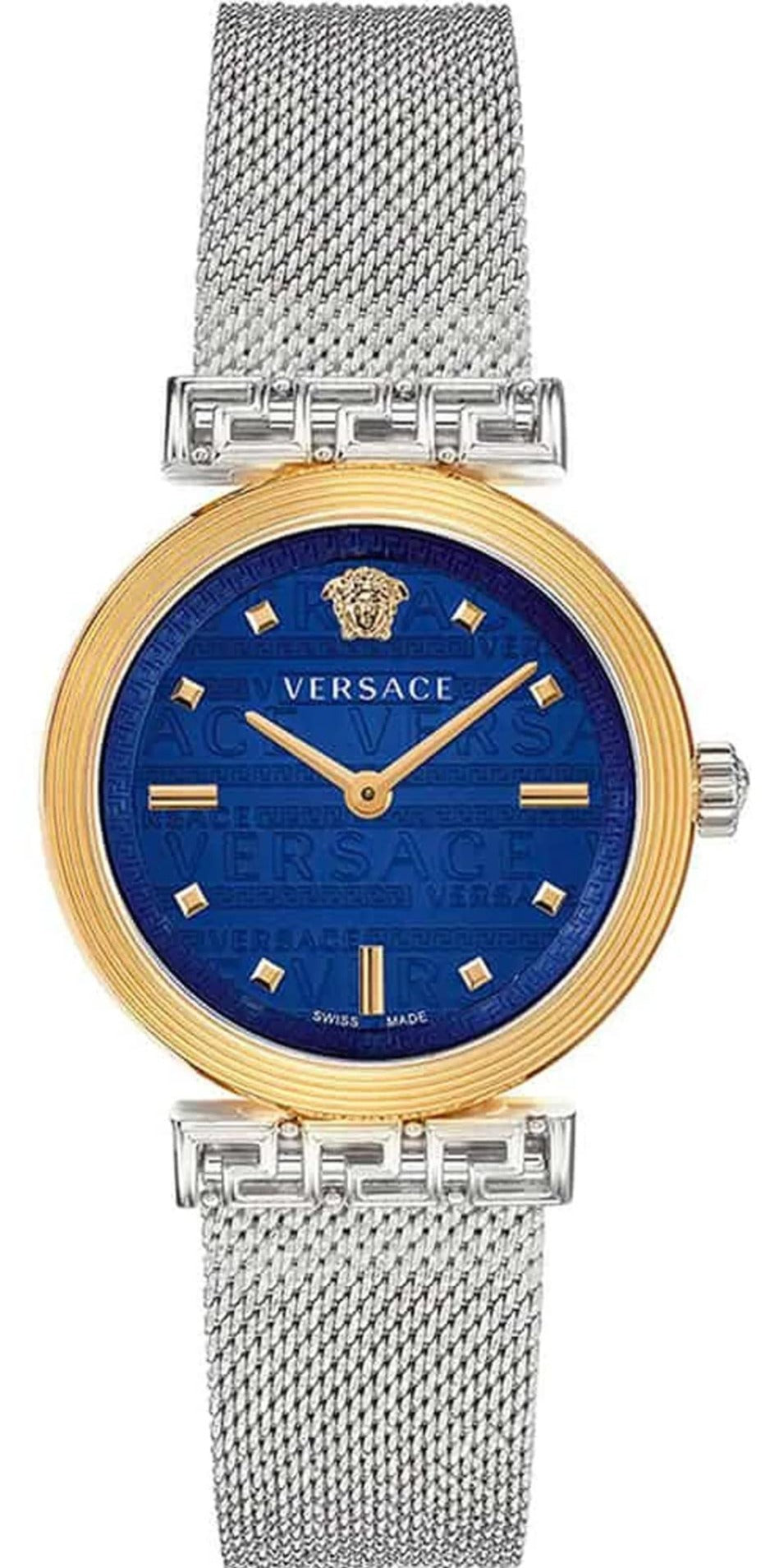  Shop Authentic Versace Meander Blue Dial Silver Mesh Bracelet Watch for Women - VELW00520 - Luxxuri