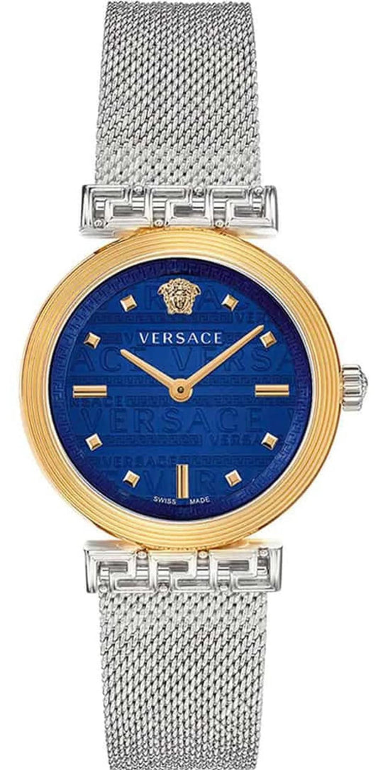  Shop Authentic Versace Meander Blue Dial Silver Mesh Bracelet Watch for Women - VELW00520 - Luxxuri
