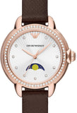  Shop Authentic Emporio Armani Mia Moonphase Silver Dial Brown Leather Strap Watch For Women - AR11568 - Luxxuri