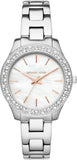  Shop Authentic Michael Kors Liliane Three Hand Mother of Pearl White Dial Silver Steel Strap Watch For Women - MK4556 - Luxxuri