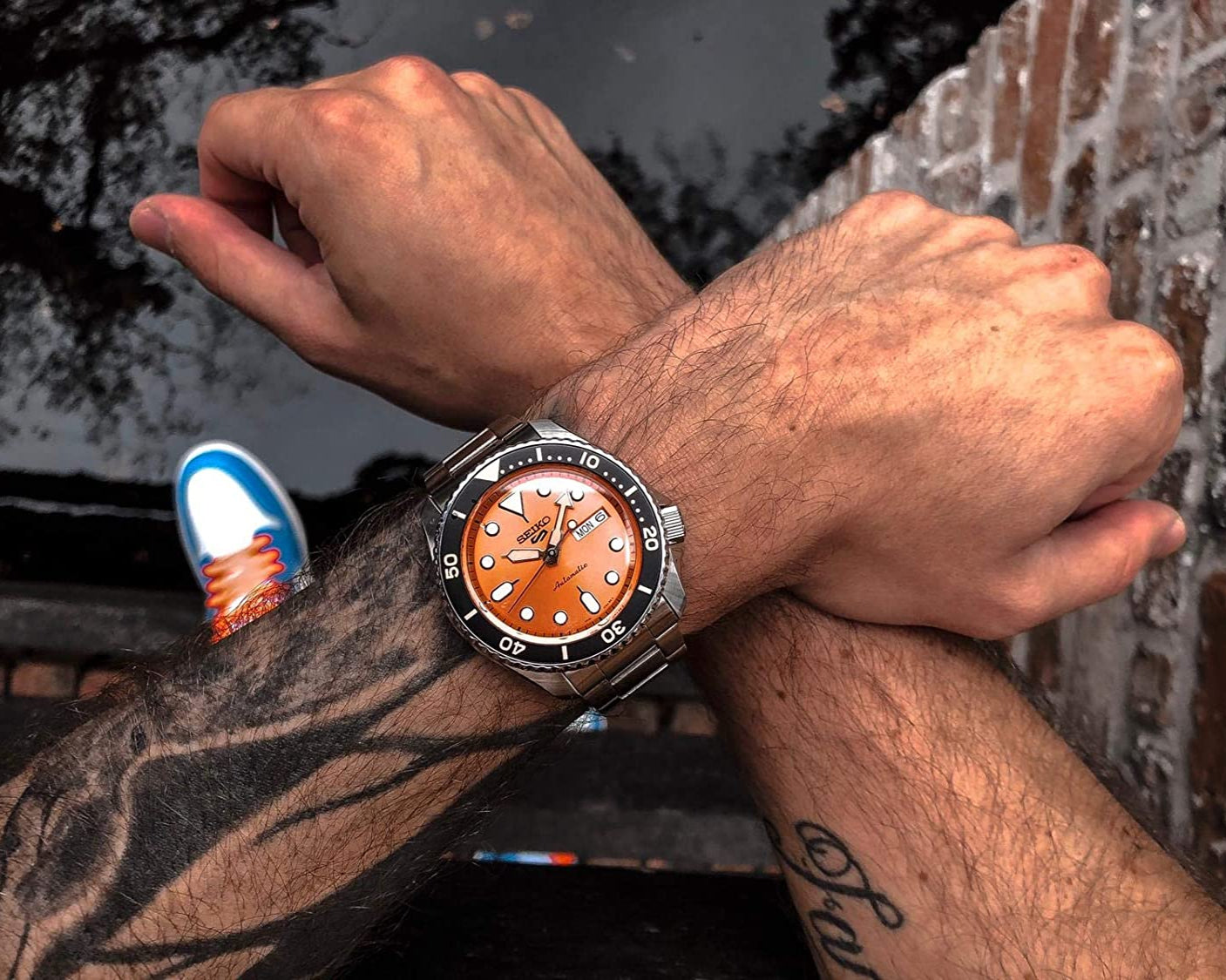  Shop Authentic Seiko 5 Sports Automatic Orange Dial Silver Steel Strap Watch For Men - SRPD59K1 - Luxxuri