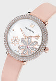  Shop Authentic Swarovski Crystal Frost White Dial Pink Leather Strap Watch for Women - 5519223 - Luxxuri