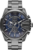  Shop Authentic Diesel Mega Chief Chronograph Blue Dial Black Steel Strap Watch For Men - DZ4329 - Luxxuri