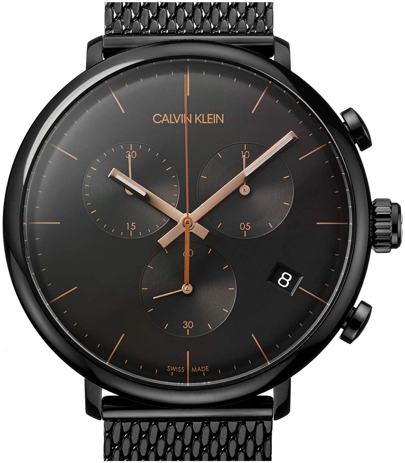  Shop Authentic Calvin Klein High Noon Black Dial Black Mesh Bracelet Watch for Women - K8M27421 - Luxxuri