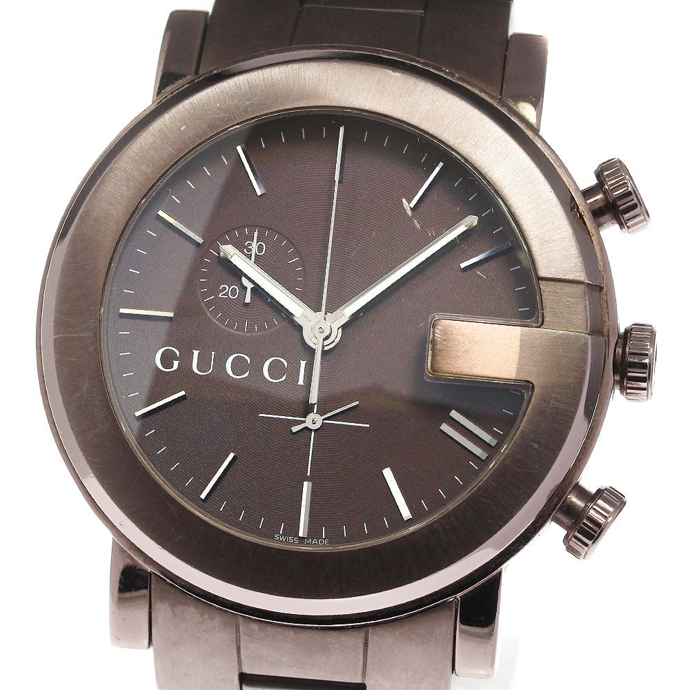  Shop Authentic Gucci G Chrono Brown Dial Brown Steel Strap Watch For Men - YA101341 - Luxxuri