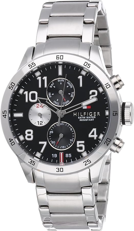  Shop Authentic Tommy Hilfiger Cool Sport Multifunction Black Dial Silver Steel Strap Watch for Men - 1791141 - Luxxuri