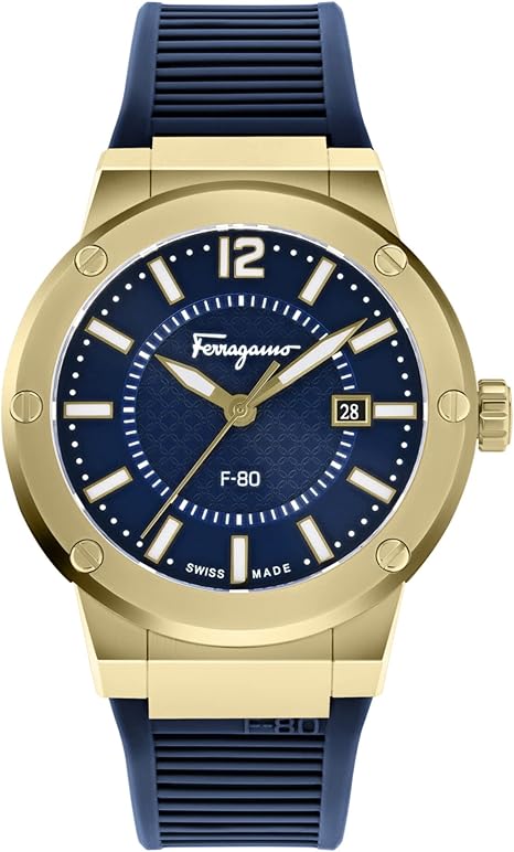  Shop Authentic Salvatore Ferragamo F-80 Classic Blue Dial Blue Rubber Strap Watch for Men - SFHY02822 - Luxxuri