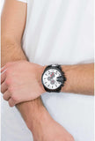  Shop Authentic Diesel Mega Chief Chronograph Silver Dial Black Leather Strap Watch For Men - DZ4512 - Luxxuri