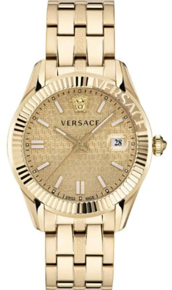  Shop Authentic Versace Greca Time Quartz Gold Dial Gold Steel Strap Watch For Men - VE3K00522 - Luxxuri