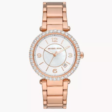 Shop Authentic Michael Kors Parker Three-Hand Mother of Pearl White Dial Rose Gold Steel Strap Watch For Women - MK4695 - Luxxuri