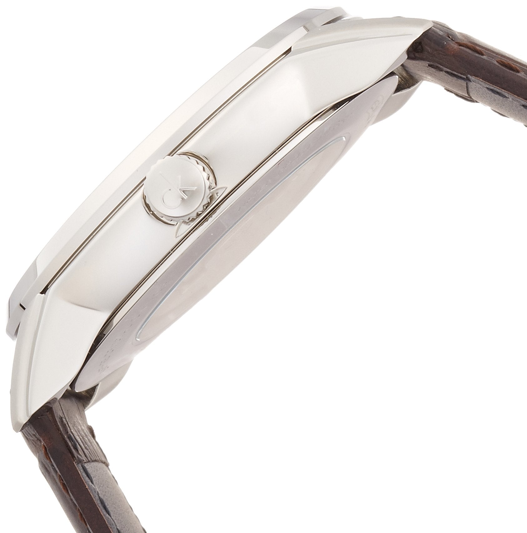 Shop Authentic Calvin Klein Infinity Silver Dial Brown Leather Strap Watch for Men - K5S341G6 - Luxxuri