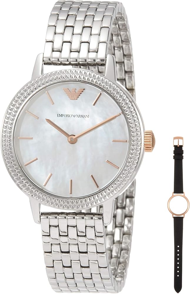  Shop Authentic Emporio Armani Interchangeable Analog Mother of Pearl Dial Silver Steel Strap Watch For Women - AR80020 - Luxxuri