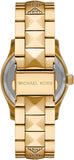  Shop Authentic Michael Kors Runway Three Hand Green Dial Gold Steel Strap Watch For Women - MK7390 - Luxxuri