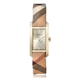  Shop Authentic Burberry Pioneer Gold Dial Haymarket Beige Leather Strap Watch for Women - BU9509 - Luxxuri