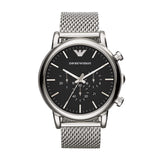  Shop Authentic Emporio Armani Chronograph Black Dial Silver Mesh Bracelet Watch For Men - AR11104 - Luxxuri