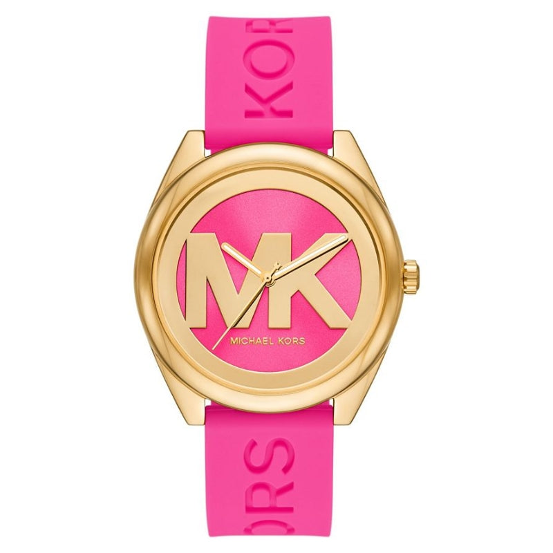  Shop Authentic Michael Kors Janelle Quartz Pink Dial Pink Rubber Strap Watch For Women - MK7349 - Luxxuri