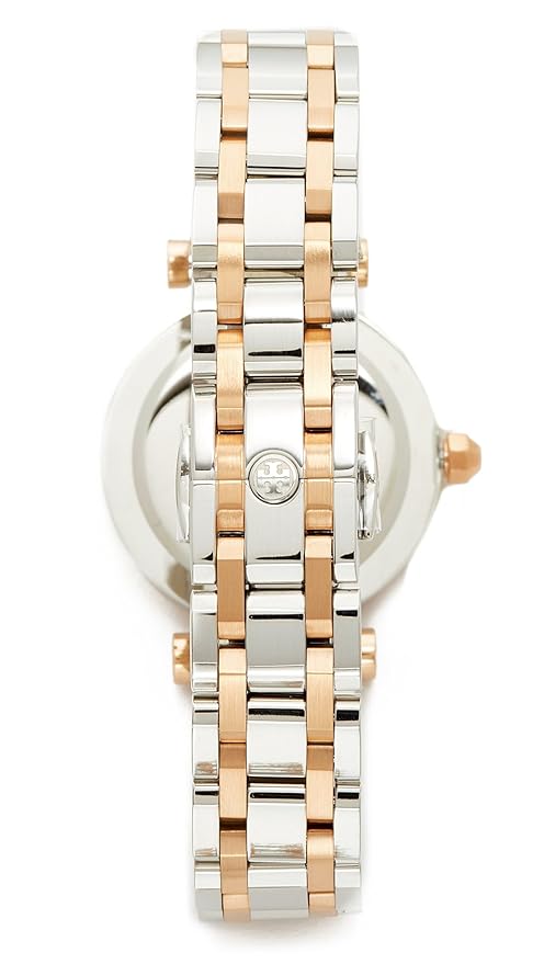 Tory Burch Classic T White Dial Two Tone Steel Strap Watch for Women - TBW9013