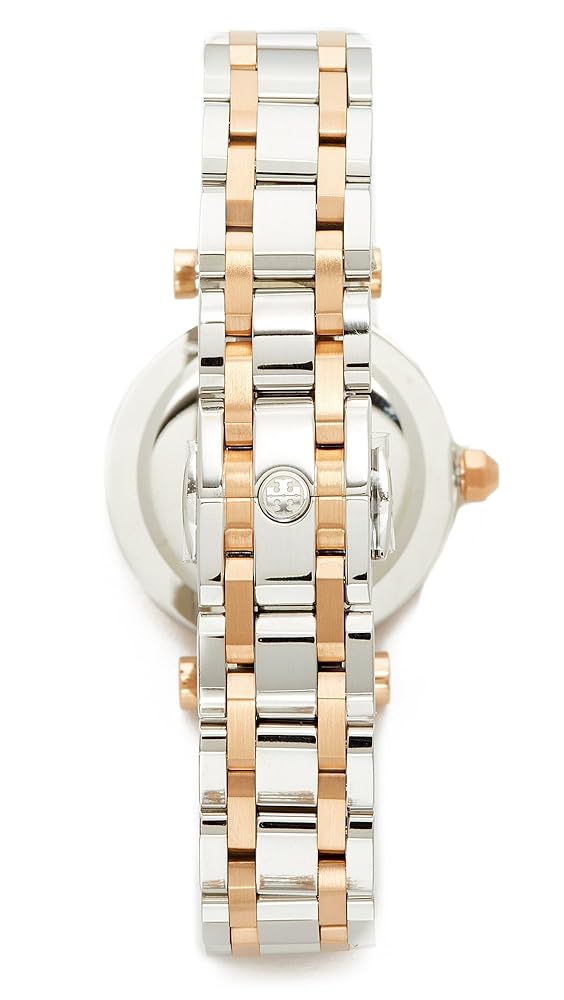 Tory Burch Classic T White Dial Two Tone Steel Strap Watch for Women - TBW9011