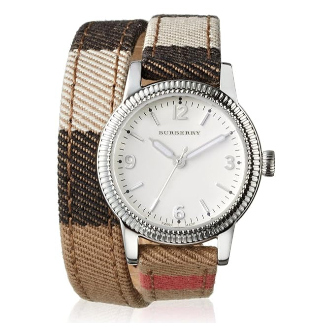  Shop Authentic Burberry Utilitarian White Dial Multicolor Leather Strap Watch for Women - BU7849 - Luxxuri