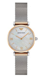 Shop Authentic Emporio Armani Gianni T Bar Mother of Pearl Dial Silver Mesh Bracelet Watch For Women - AR2068 - Luxxuri