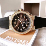  Shop Authentic Michael Kors Dylan Chronograph Black Dial Black Rubber Strap Watch For Women - MK8556 - Luxxuri