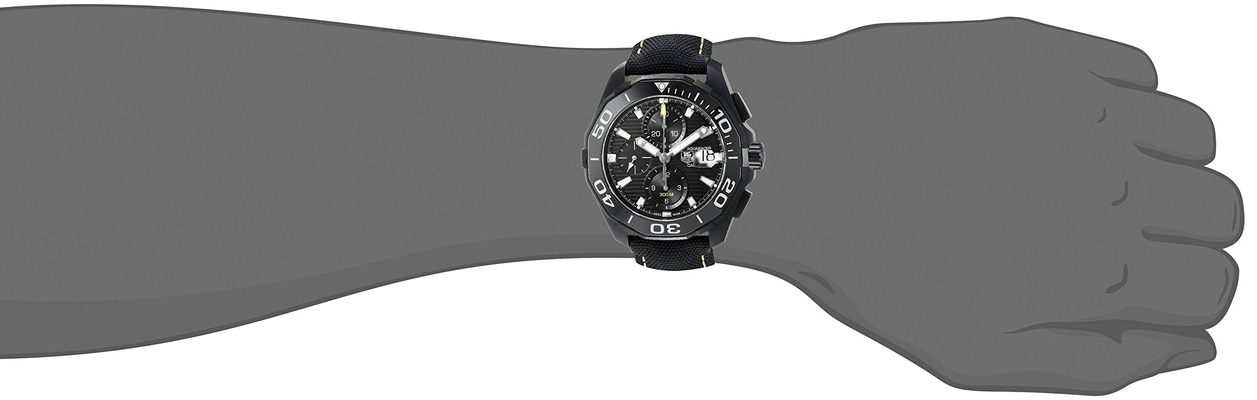 Tag Heuer Aquaracer Chronograph PVD Black Dial Black Nylon Strap Watch for Men - CAY218A.FC6361