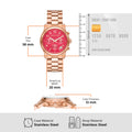 Michael Kors Runway Chronograph Pink Dial Rose Gold Steel Strap Watch For Women - MK7352