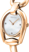  Shop Authentic Gucci Horsebit Collection Diamonds Mother of Pearl Dial Rose Gold Steel Strap Watch For Women - YA139508 - Luxxuri