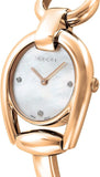 Shop Authentic Gucci Horsebit Collection Diamonds Mother of Pearl Dial Rose Gold Steel Strap Watch For Women - YA139508 - Luxxuri