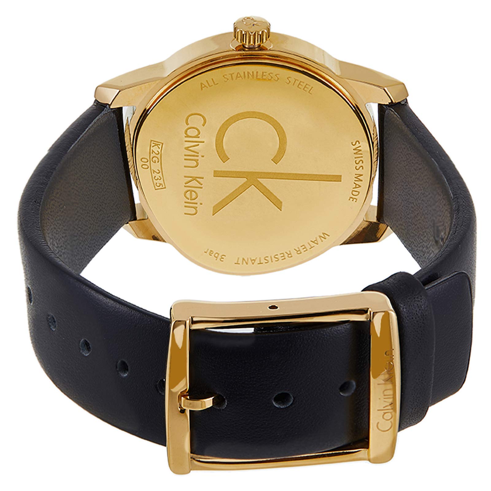  Shop Authentic Calvin Klein City Silver Dial Black Leather Strap Watch For Women - K2G23520 - Luxxuri