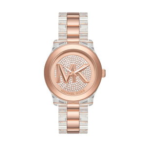  Shop Authentic Michael Kors Runway Analog Crystals Rose Gold Dial Two Tone Steel Strap Watch for Women - MK7355 - Luxxuri