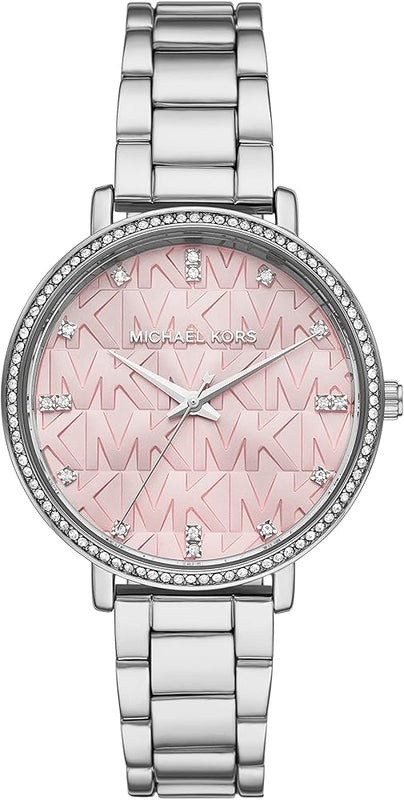  Shop Authentic Michael Kors Pyper Three Hand Pink Dial Silver Steel Strap Watch For Women - MK4631 - Luxxuri