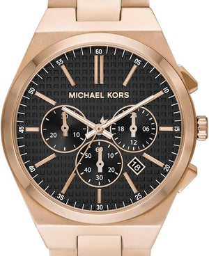  Shop Authentic Michael Kors Lennox Chronograph Black Dial Rose Gold Steel Strap Watch For Men - MK9119 - Luxxuri