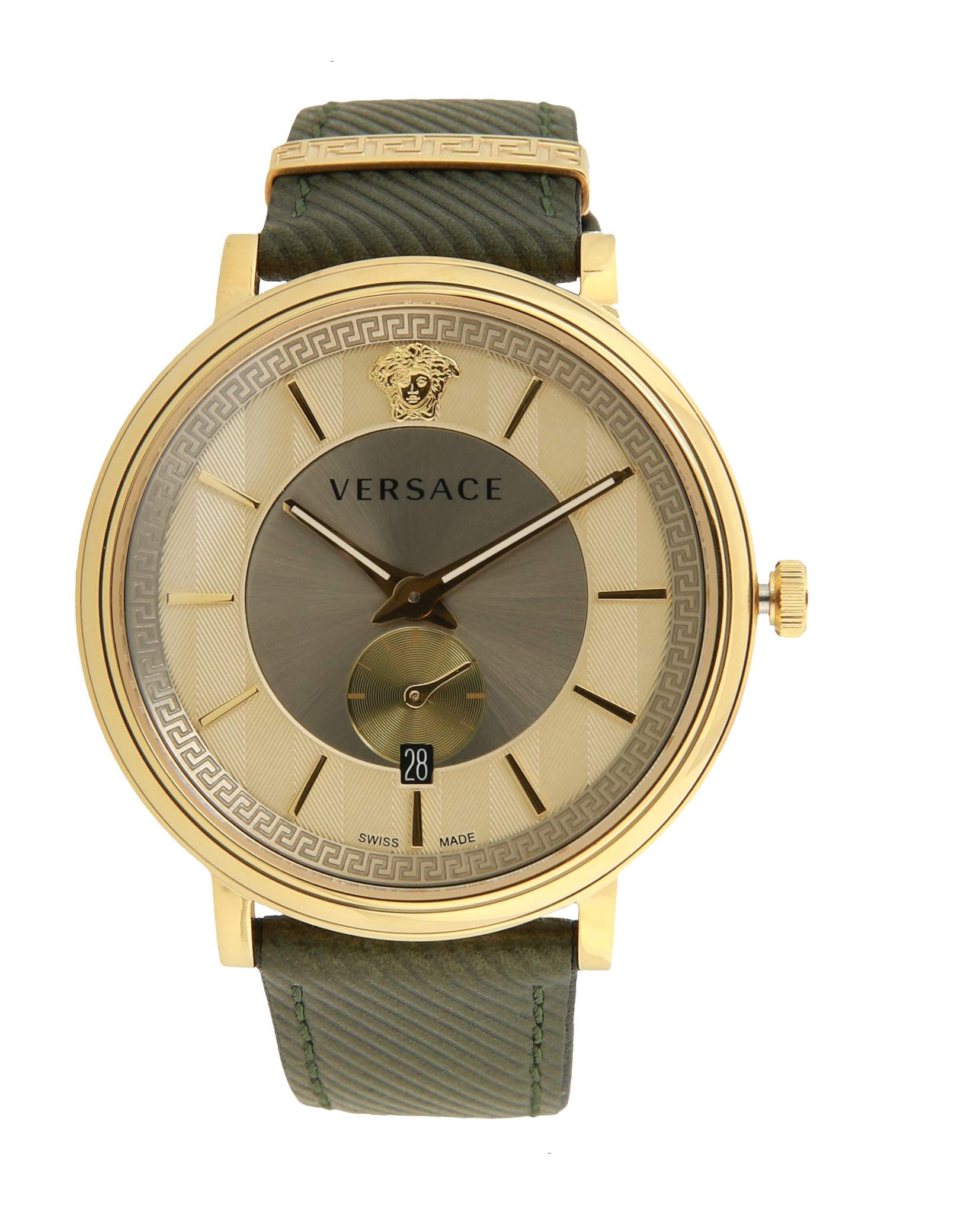  Shop Authentic Versace V-Circle Manifesto Gold Dial Black Leather Strap Watch for Men - VBQ030017 - Luxxuri