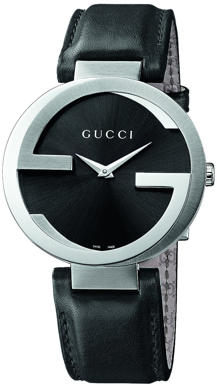  Shop Authentic Gucci Interlocking G Iconic Black Dial Black Leather Strap Watch For Men - YA133205 - Luxxuri
