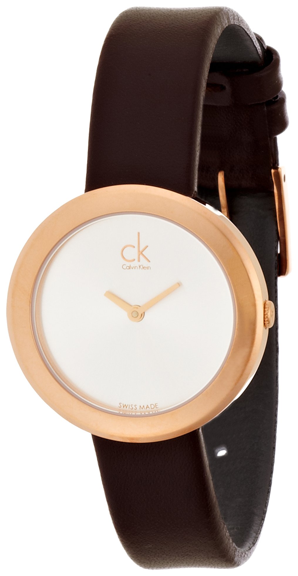  Shop Authentic Calvin Klein Firm White Dial Brown Leather Strap Watch for Women - K3N236G6 - Luxxuri