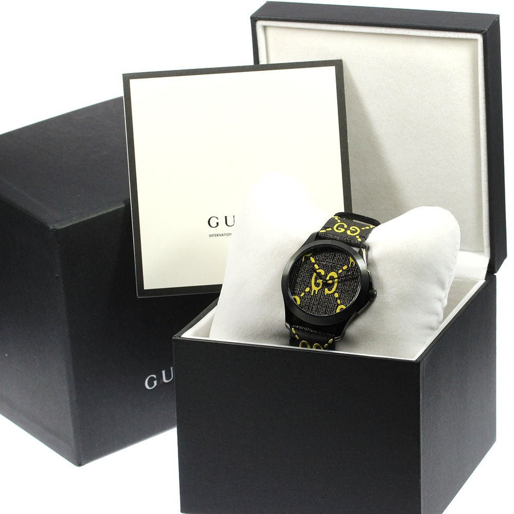  Shop Authentic Gucci G Timeless Ghost Black Dial Black Leather Strap Watch For Men - YA1264019 - Luxxuri