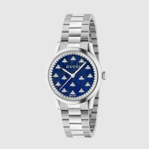  Shop Authentic Gucci G Timeless Quartz Blue Dial Silver Steel Strap Watch for Women - YA1265043 - Luxxuri