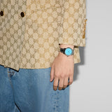  Shop Authentic Gucci G Timeless Quartz Turquoise Dial Silver Steel Strap Unisex Watch - YA1265044 - Luxxuri