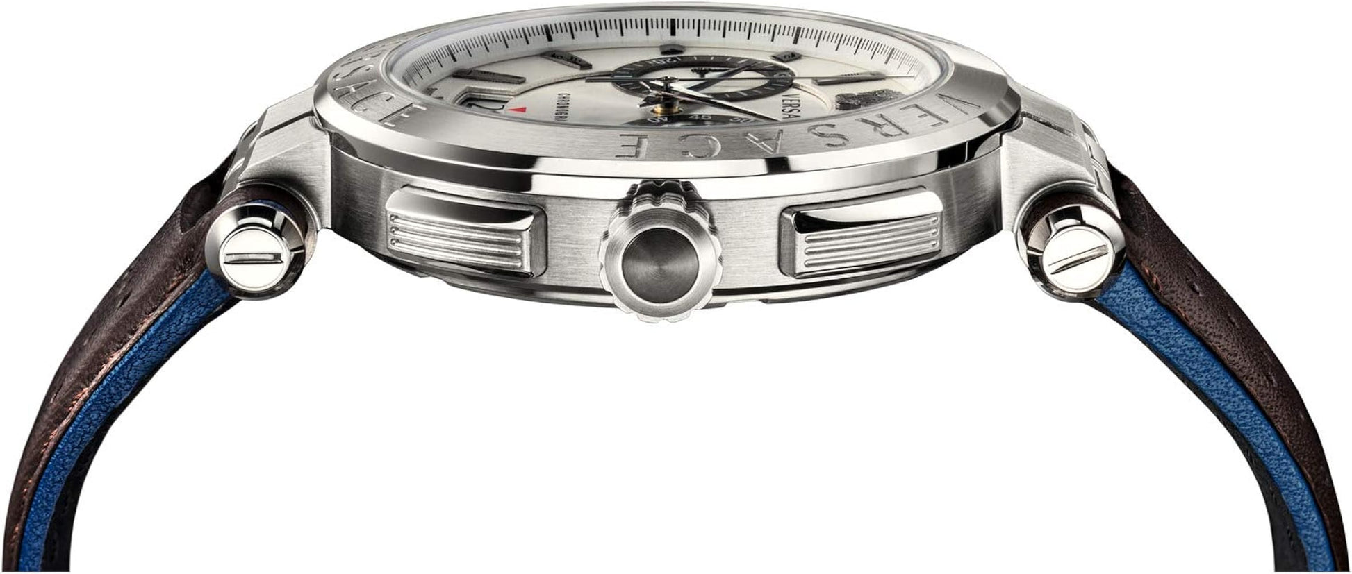  Shop Authentic Versace Aion Chronograph White Dial Brown Leather Strap Watch for Men - VBR010017 - Luxxuri