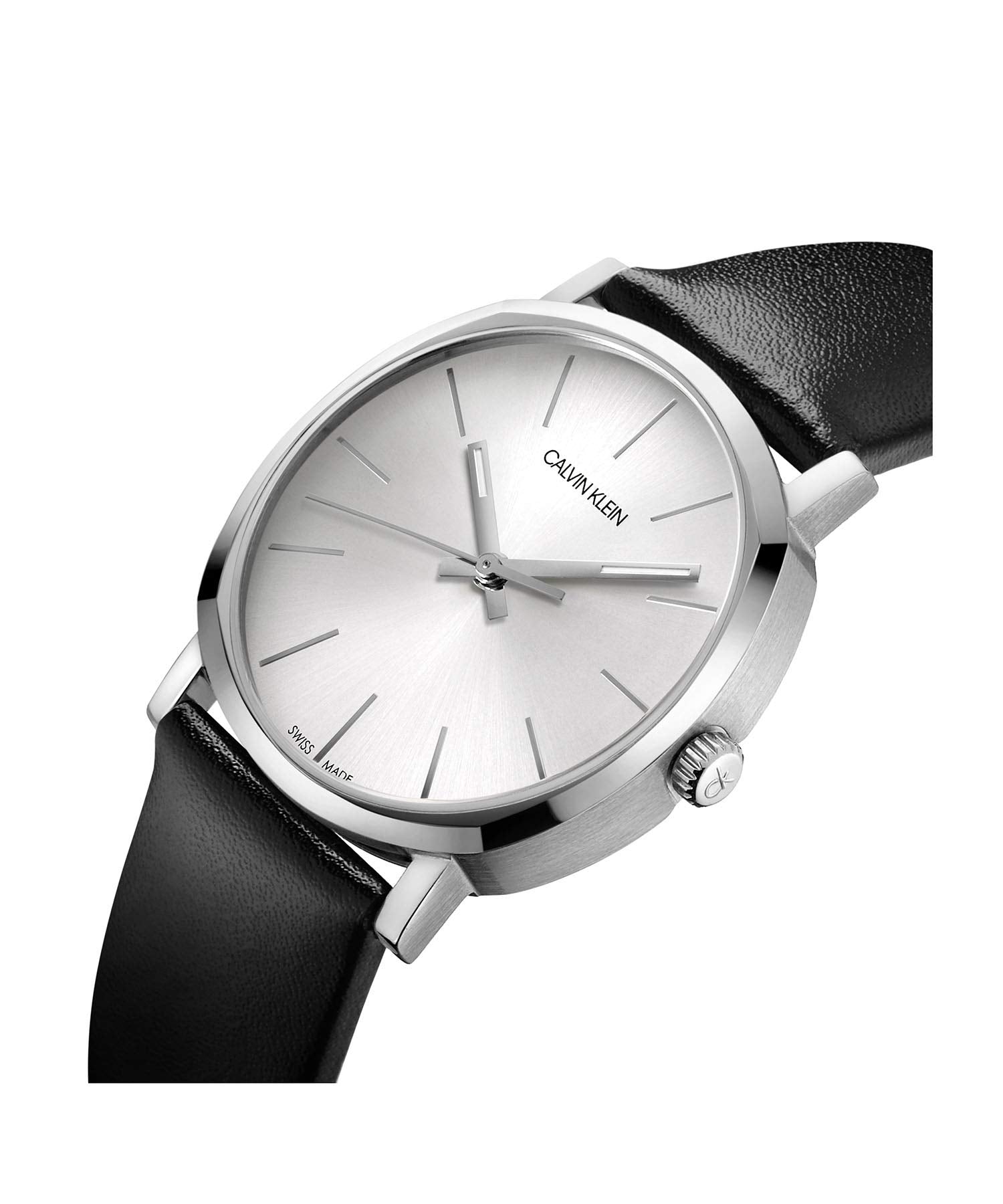  Shop Authentic Calvin Klein Posh Silver Dial Black Leather Strap Watch for Men - K8Q311C6 - Luxxuri