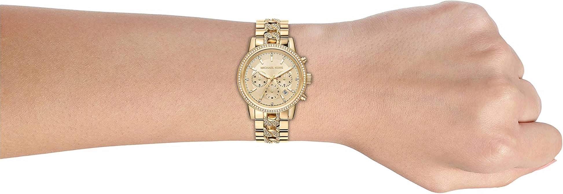  Shop Authentic Michael Kors Ritz Chronograph Gold Dial Gold Steel Strap Watch For Women - MK6937 - Luxxuri