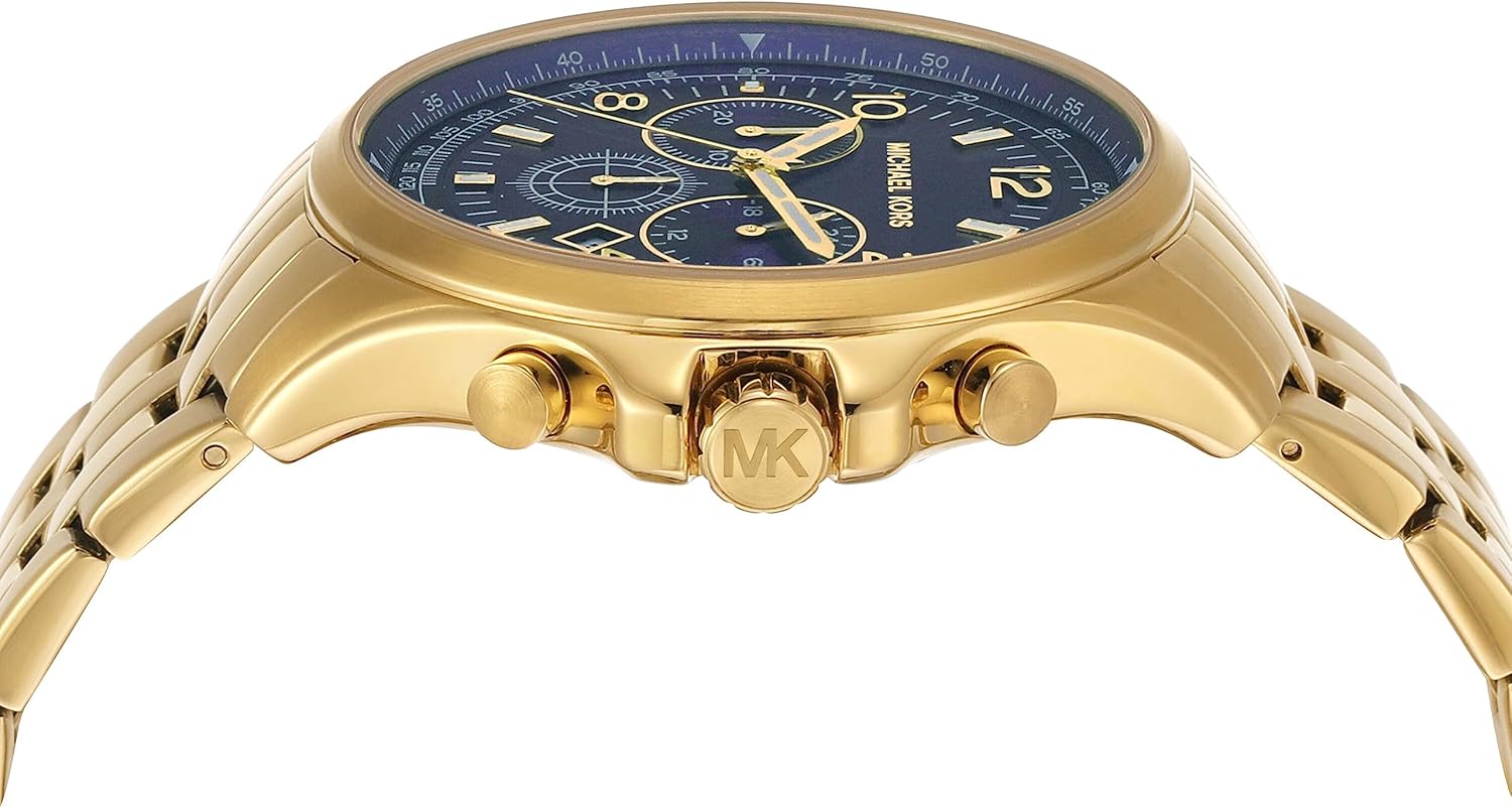  Shop Authentic Michael Kors Pilot Quartz Blue Dial Gold Steel Strap Watch For Men - MK9125 - Luxxuri