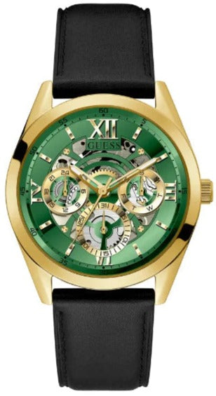  Shop Authentic Guess Multifunction Chronograph Green Dial Black Leather Strap Watch For Men - GW0389G7 - Luxxuri